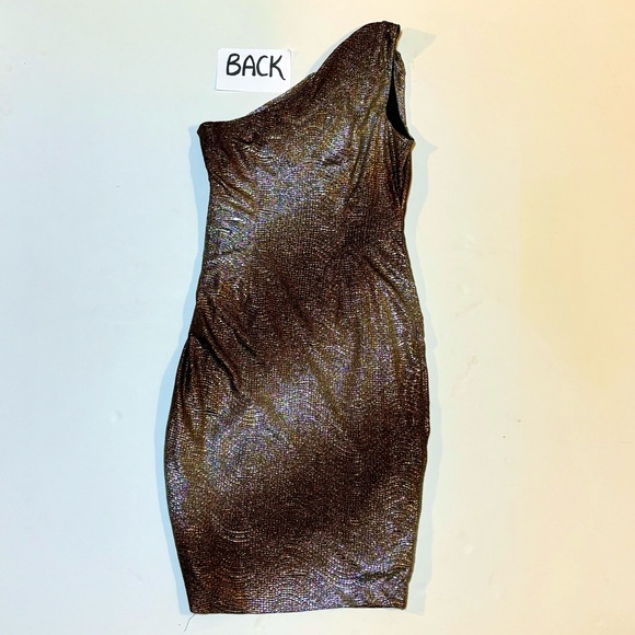 Maggy London Metallic One Shoulder Dress 6 - Picture 6 of 9